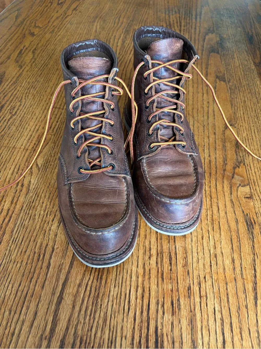 Red Wing Shoes Brown Moc Toe Leather Work Boots